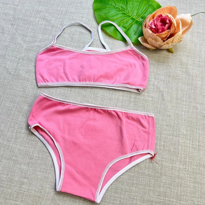 Conjunto niñas bombacha y corpiño liso