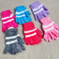 Guantes peluditos rayados (media docena)