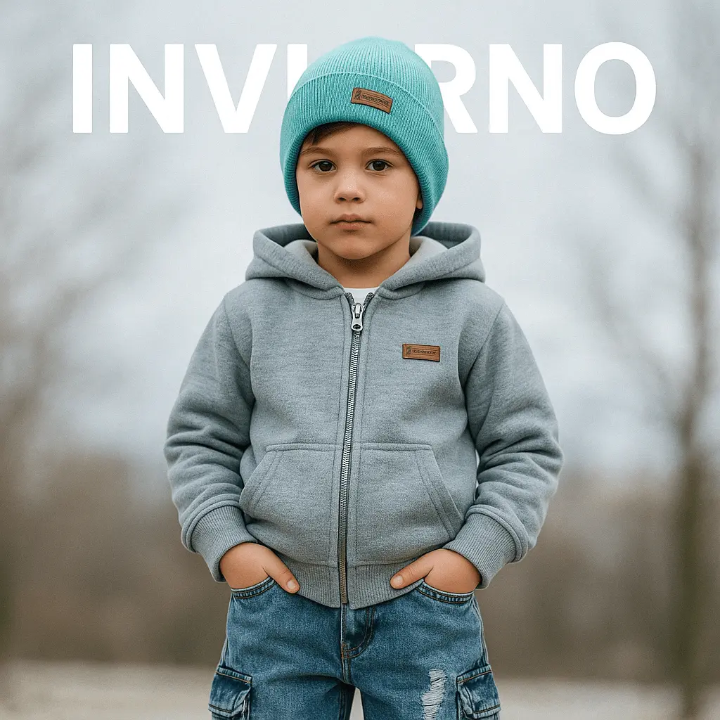 Niño con ropa de invierno por mayor